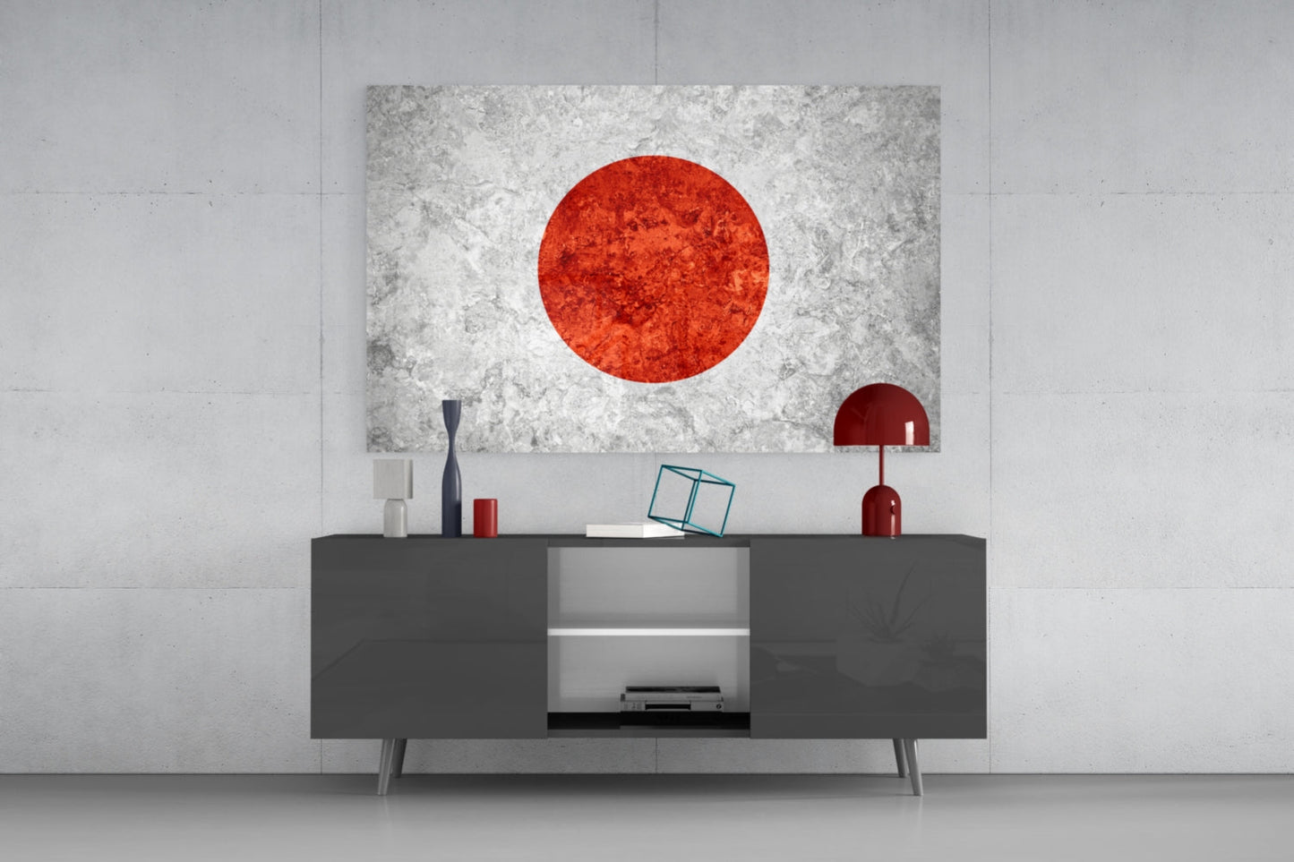 Japon Bayrağı Cam Tablo