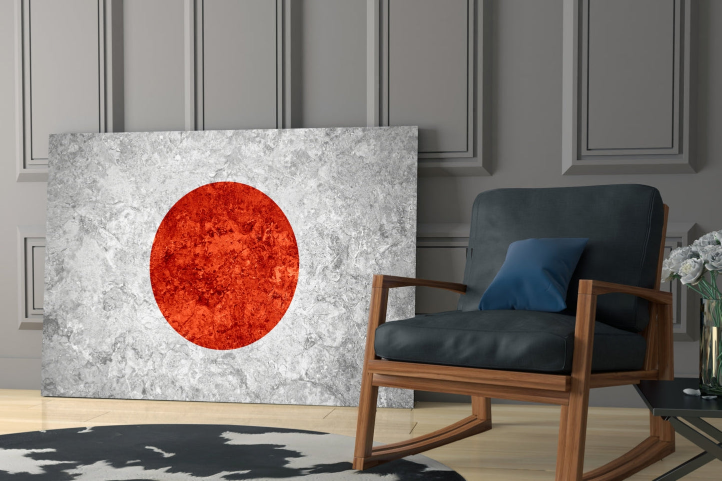 Japon Bayrağı Cam Tablo