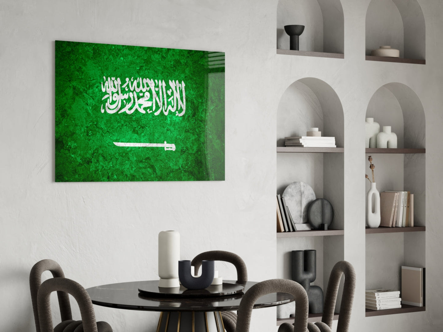 Suudi Arabistan Bayrağı Cam Tablo