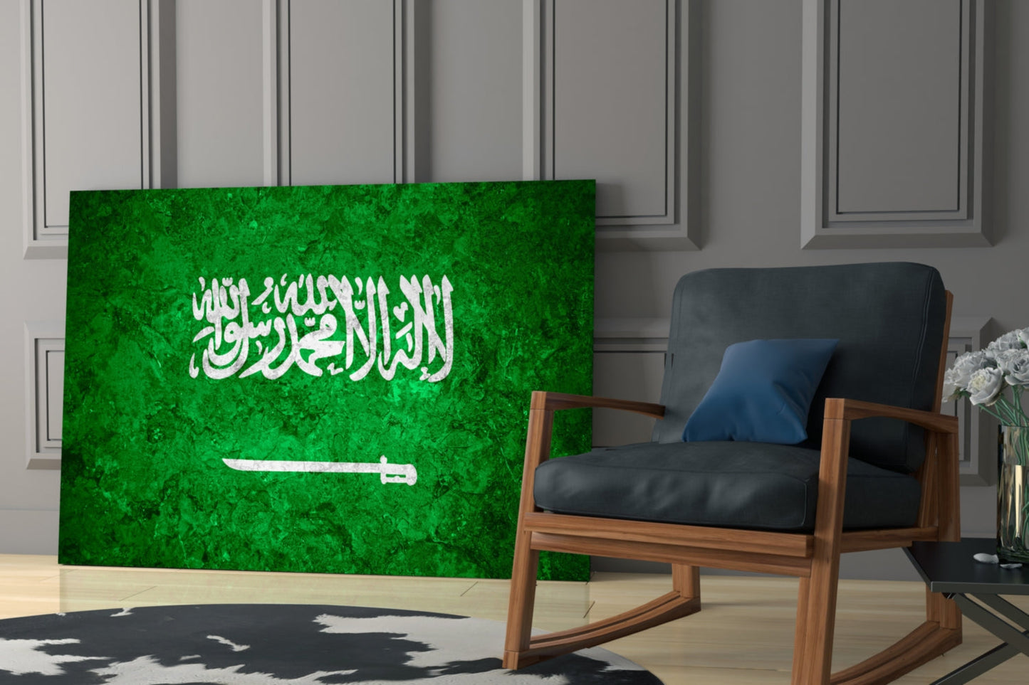 Suudi Arabistan Bayrağı Cam Tablo