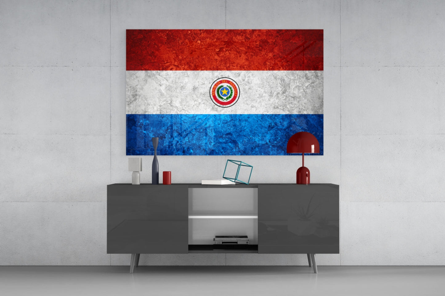 Paraguay Bayrağı Cam Tablo