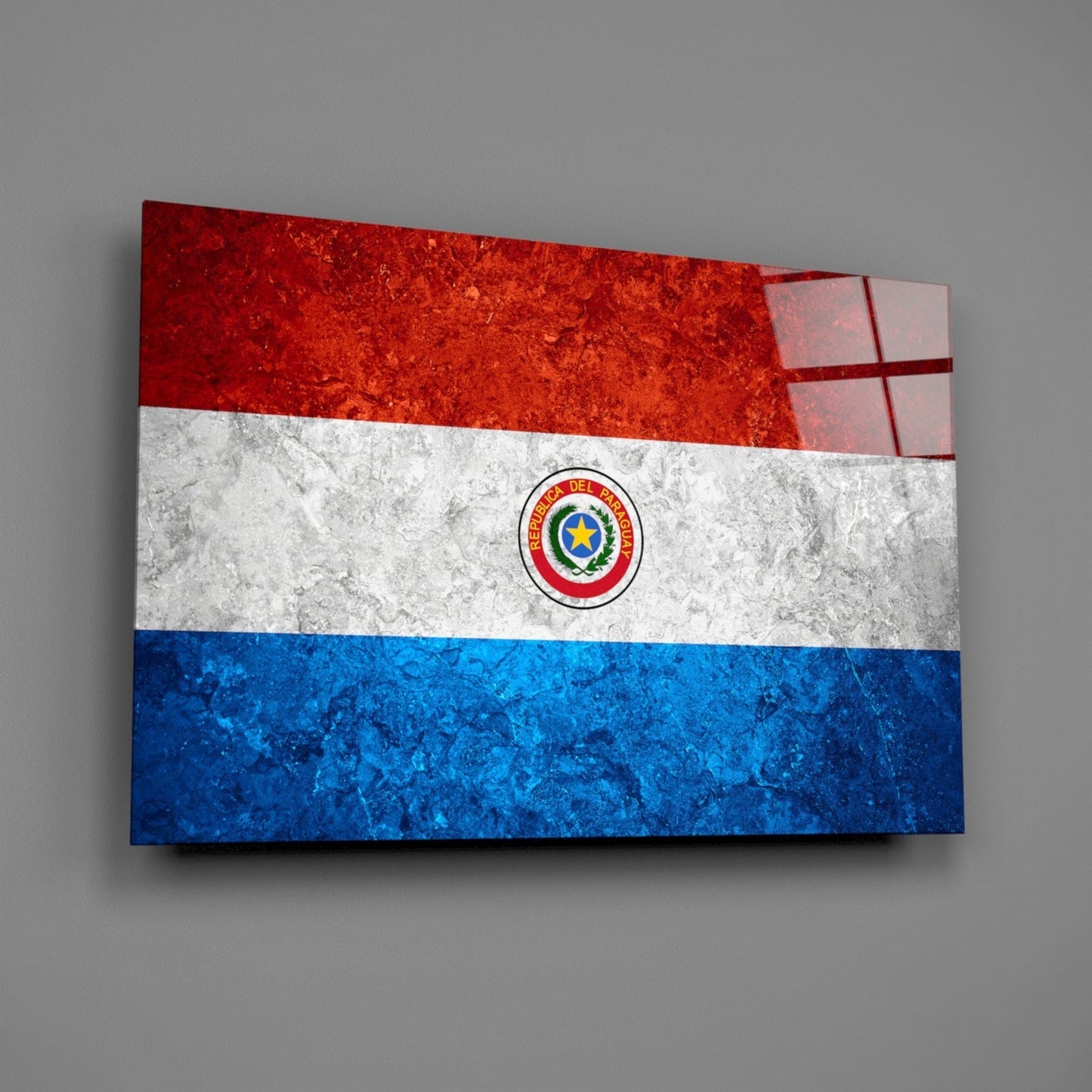 Paraguay Bayrağı Cam Tablo