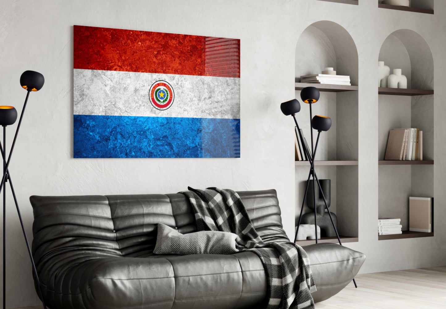 Paraguay Bayrağı Cam Tablo