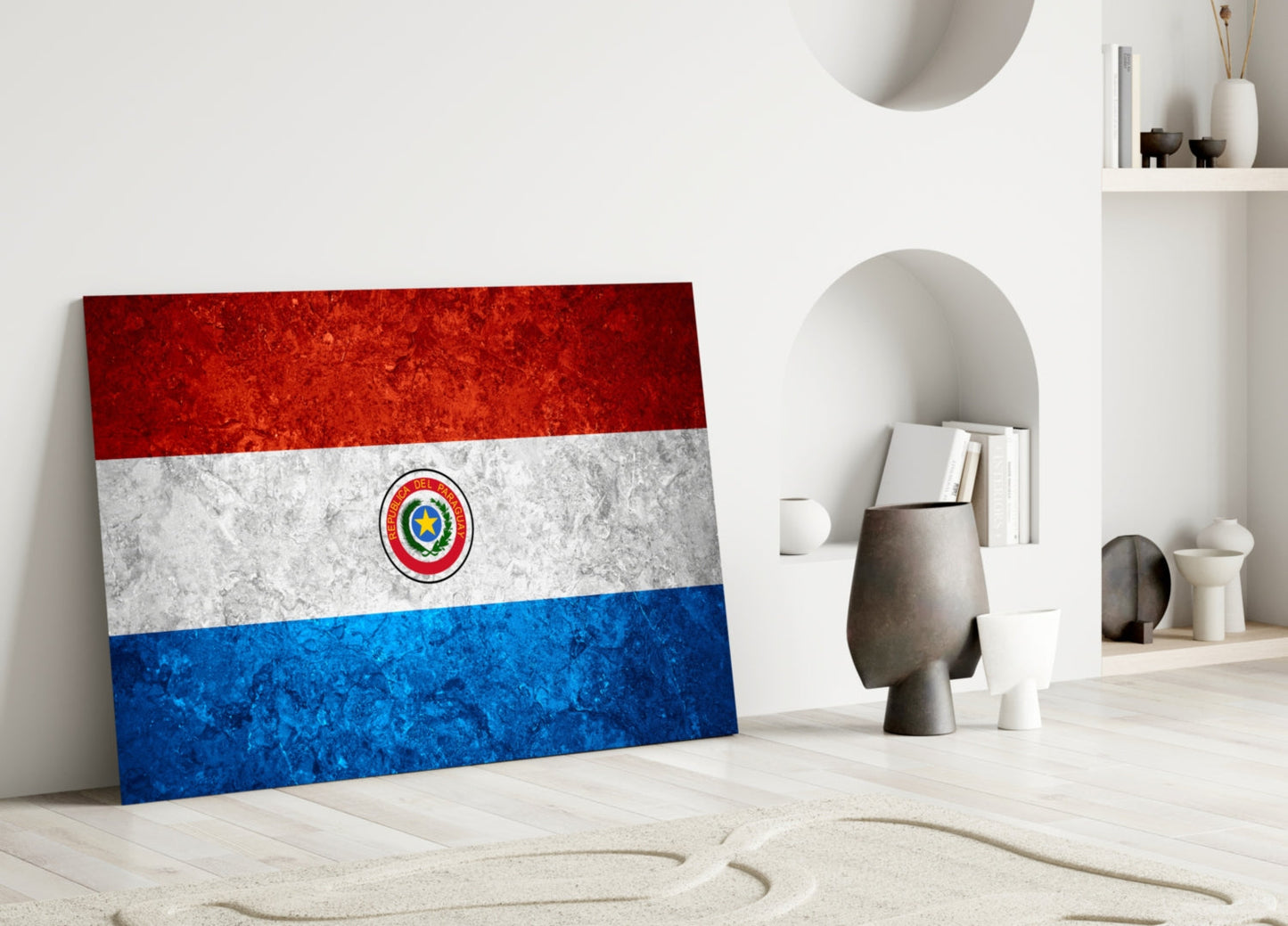 Paraguay Bayrağı Cam Tablo