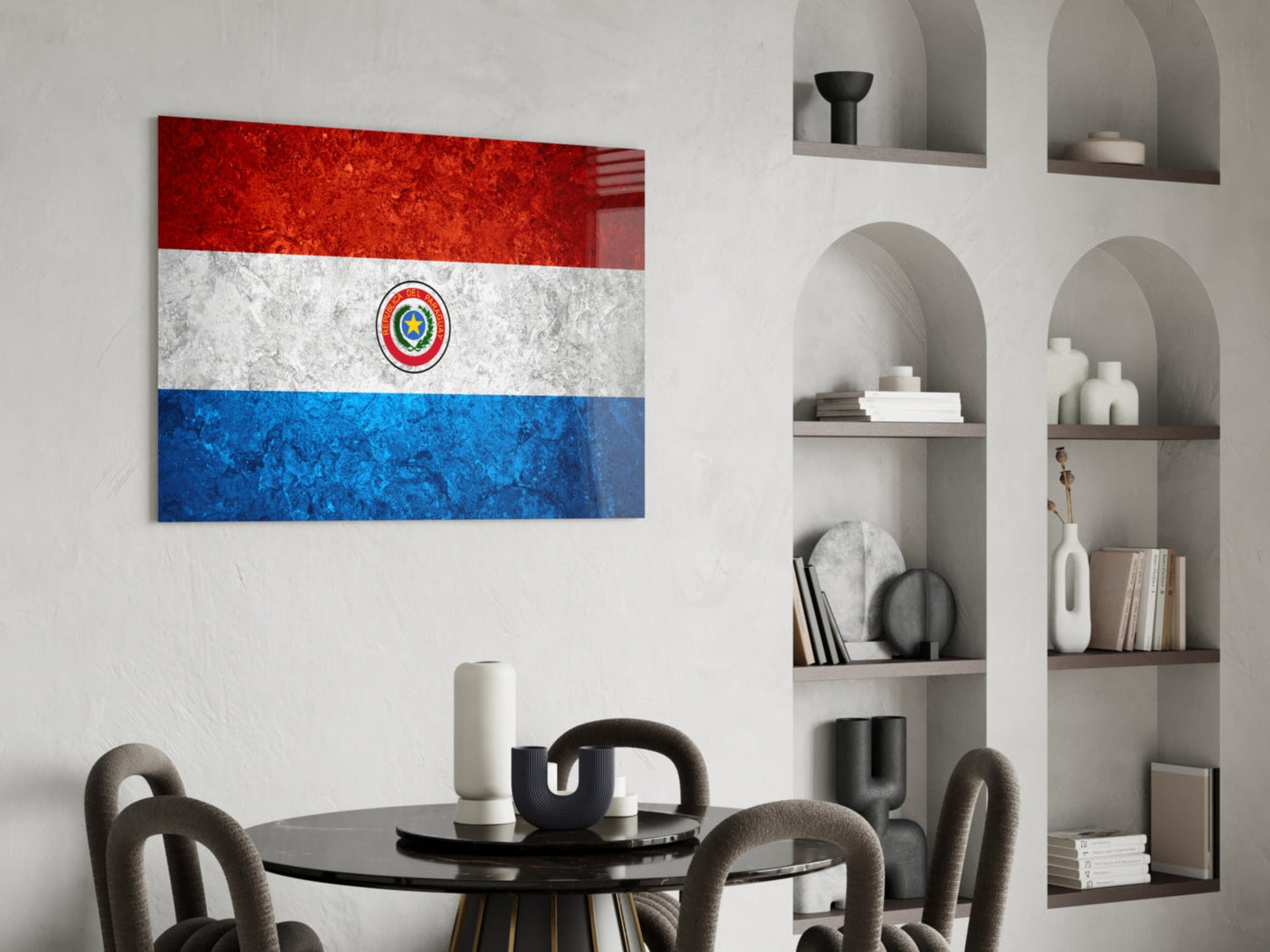 Paraguay Bayrağı Cam Tablo
