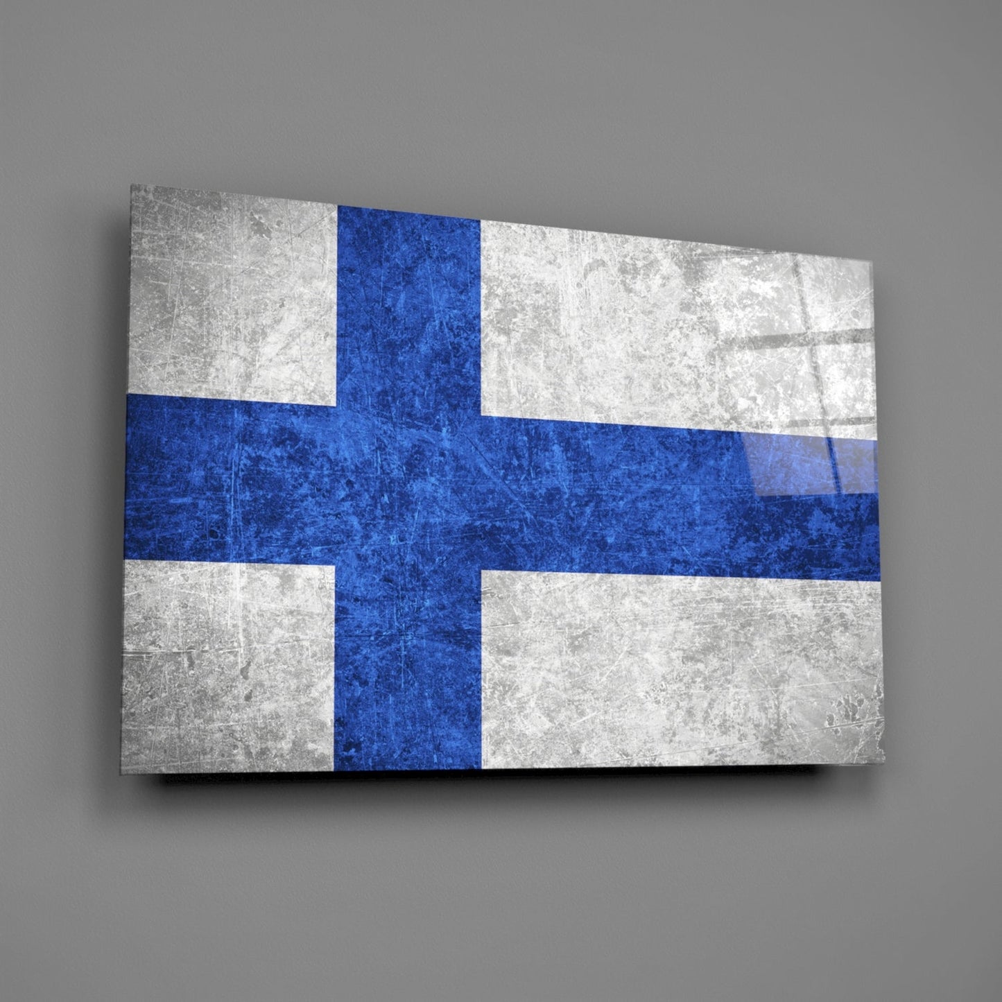 Finlandiya Bayrağı Cam Tablo