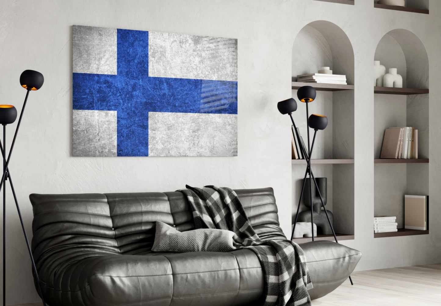 Finlandiya Bayrağı Cam Tablo