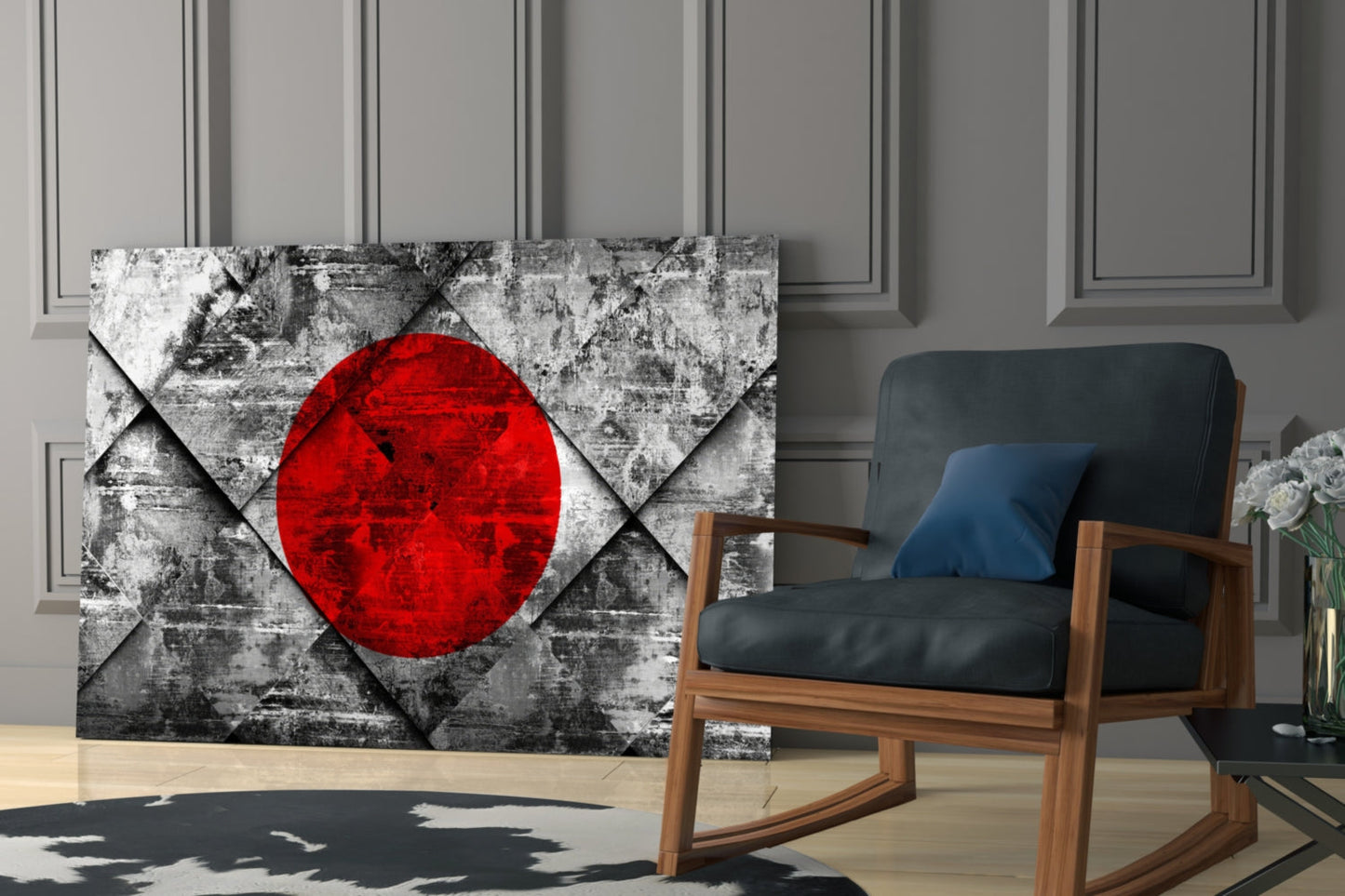 Japon Bayrağı Cam Tablo