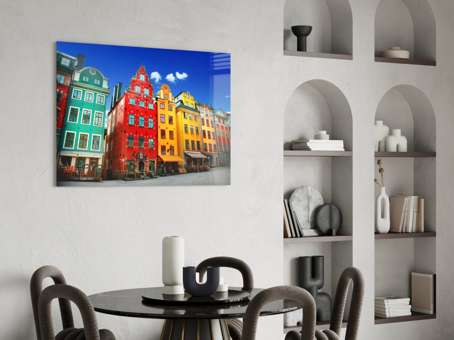 Stockholm Ev Manzarası Cam Tablo