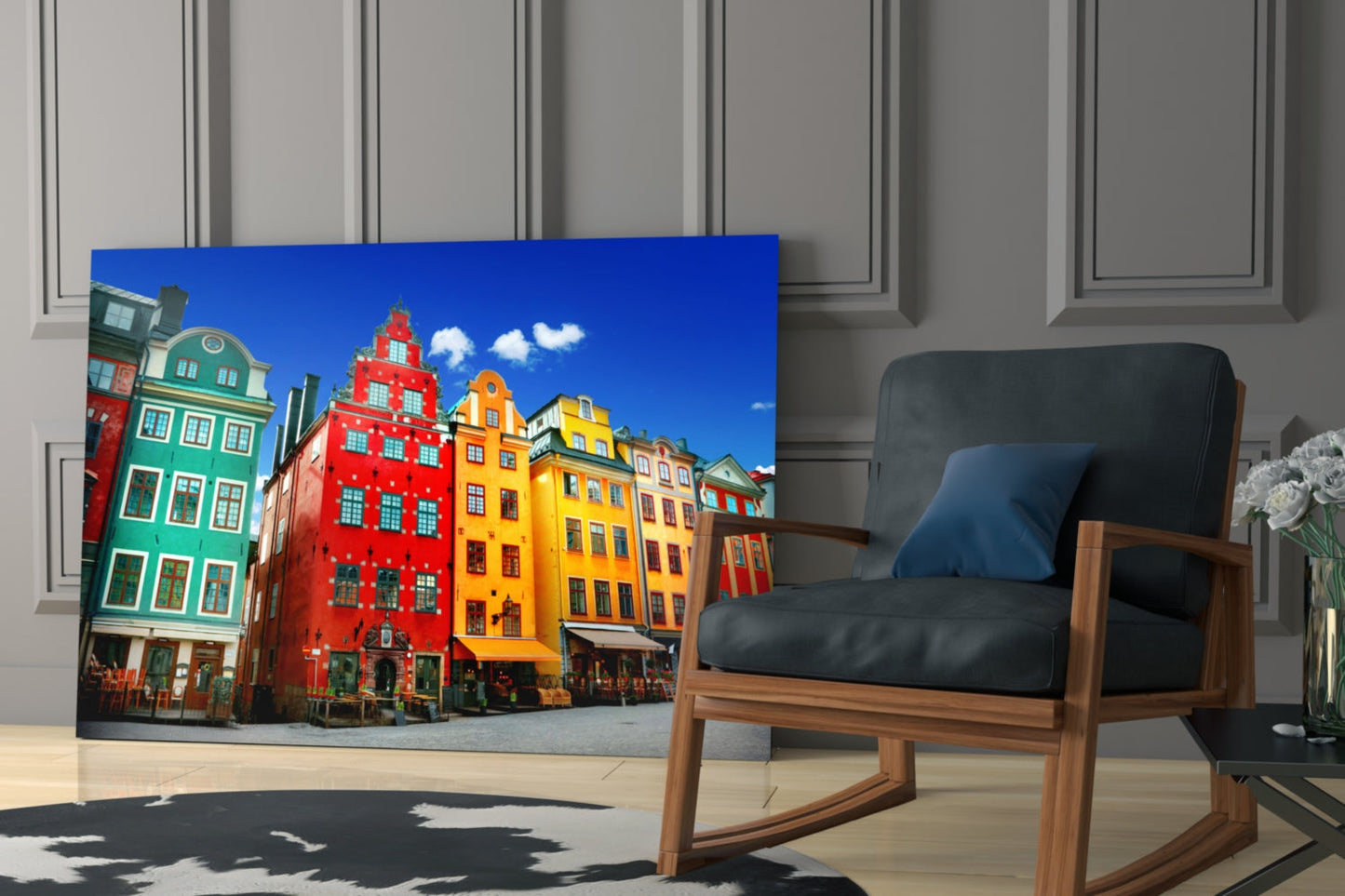Stockholm Ev Manzarası Cam Tablo