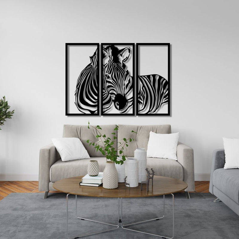 Üç Parça Zebra Metal Tablo
