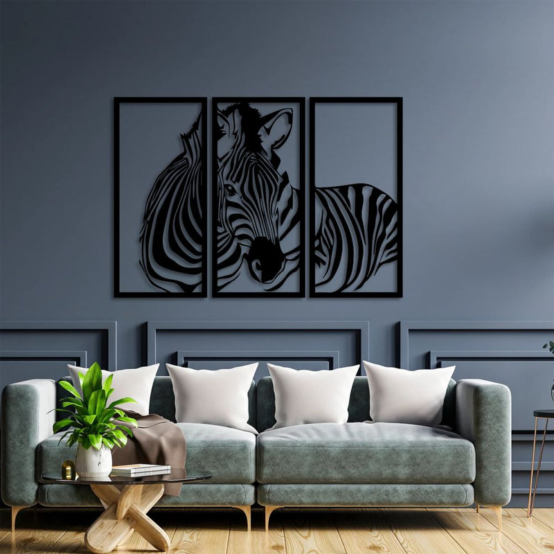 Üç Parça Zebra Metal Tablo
