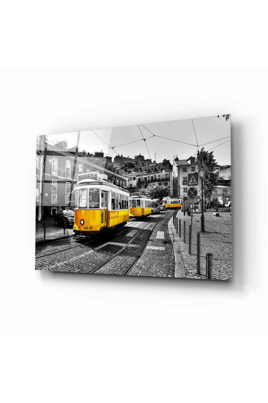Sarı Tramvay (Lizbon) Cam Tablo