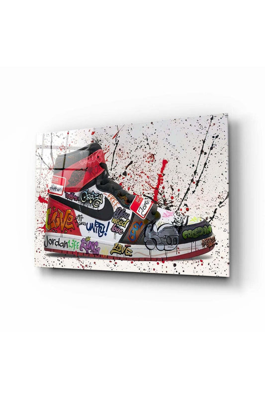 Graffiti Ayakkabı Cam Tablo
