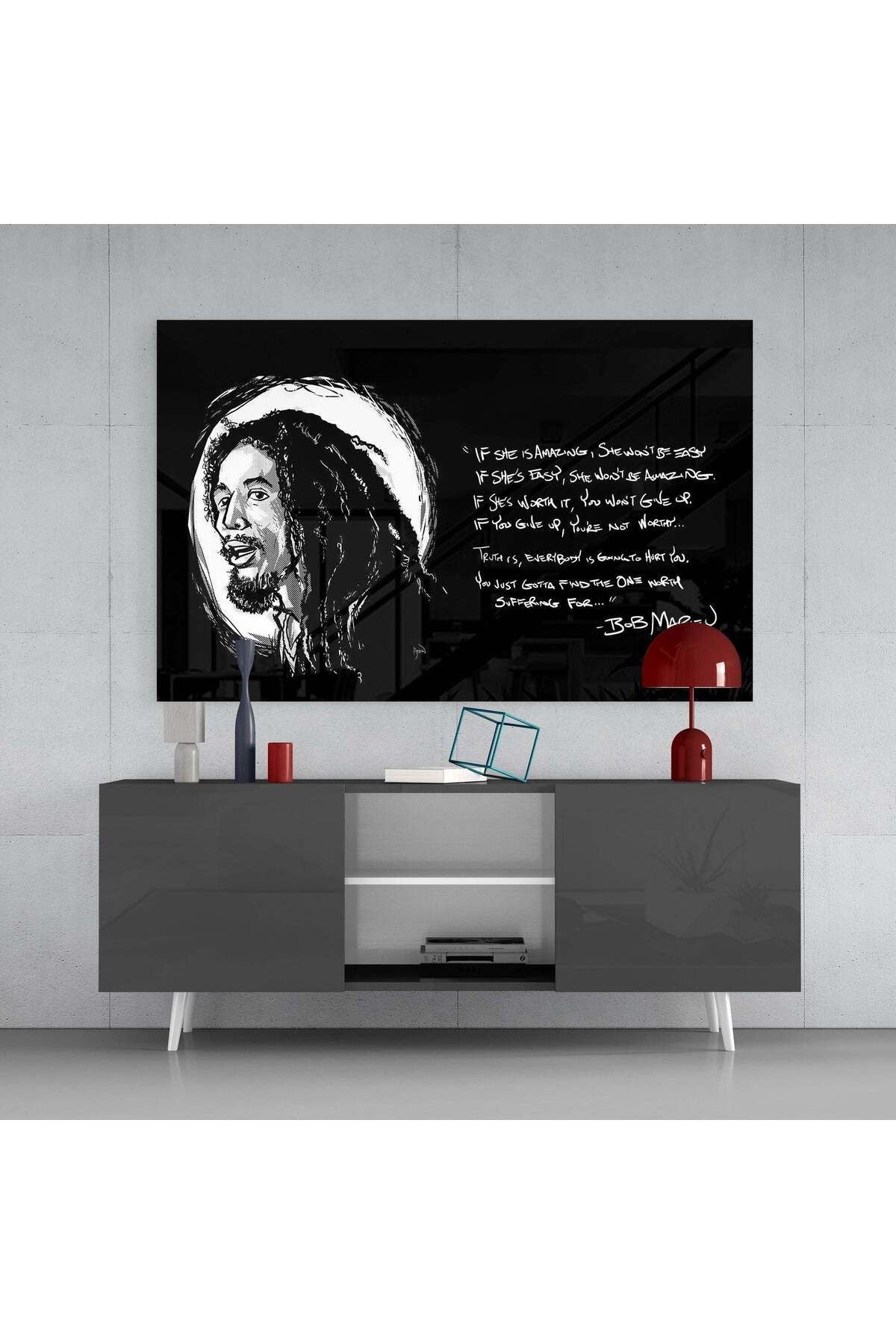 Bob Marley'İn Sözleri Cam Tablo