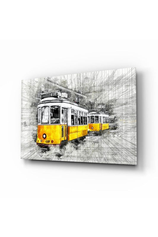 Sarı Tramvay Basel Cam Tablo