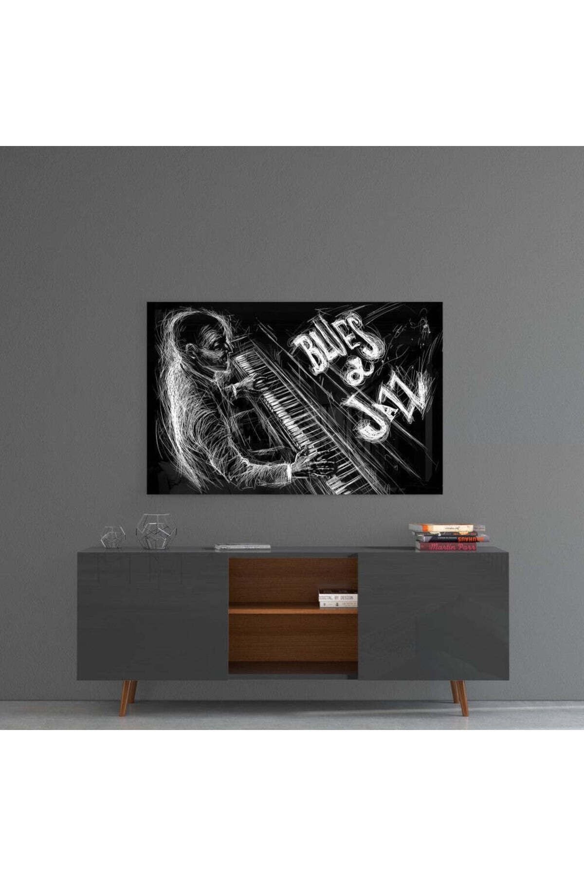 Jazz Blues Müzik Cam Tablo