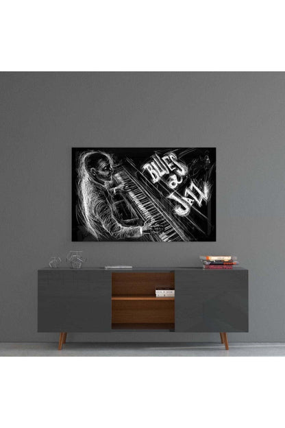 Jazz Blues Müzik Cam Tablo