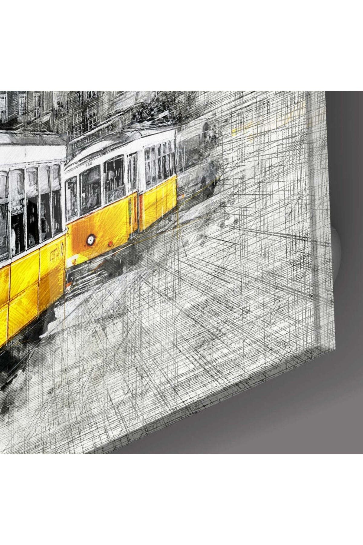 Sarı Tramvay Basel Cam Tablo