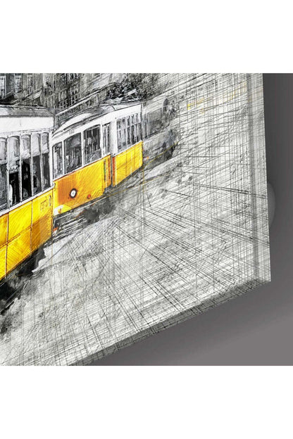 Sarı Tramvay Basel Cam Tablo