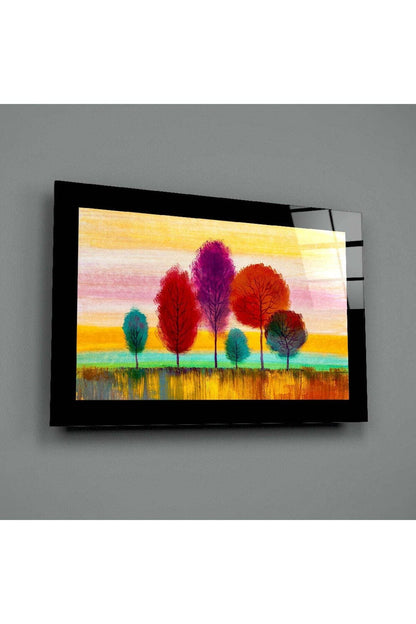 Pastel Ağaçlar Cam Tablo