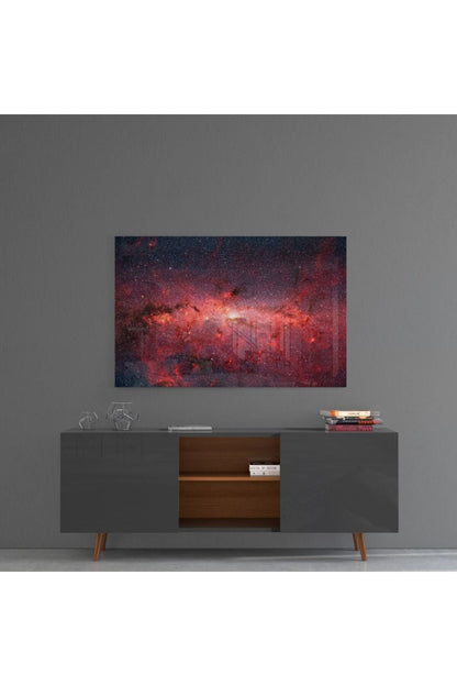 Kırmızı Nebula Cam Tablo