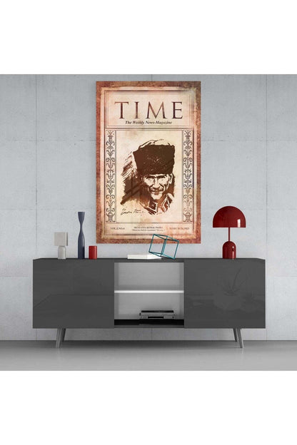 Atatürk Time Dergi Kapağı Cam Tablo