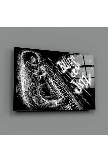 Jazz Blues Müzik Cam Tablo