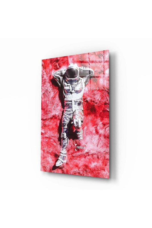 Astronot ve Uzay Çimenleri Cam Tablo
