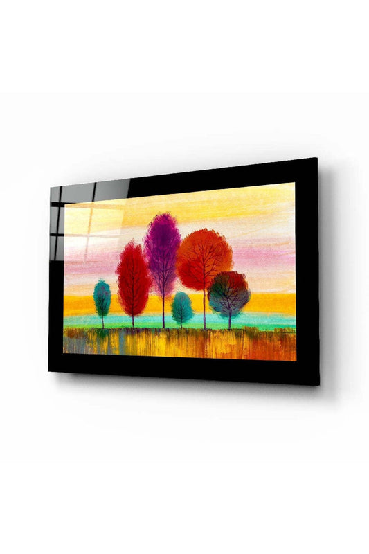 Pastel Ağaçlar Cam Tablo