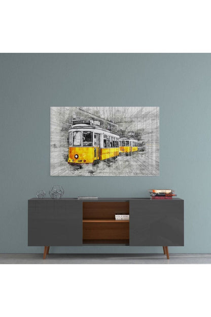 Sarı Tramvay Basel Cam Tablo