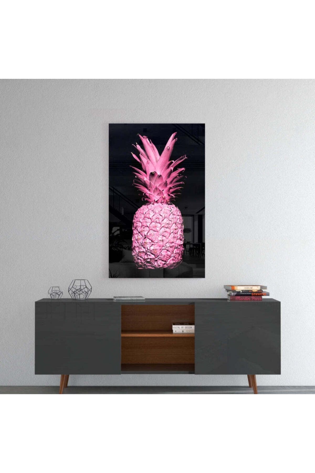 Pembe Ananas Cam Tablo