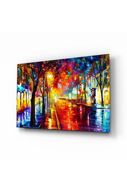 Işıklı Cadde Cam Tablo