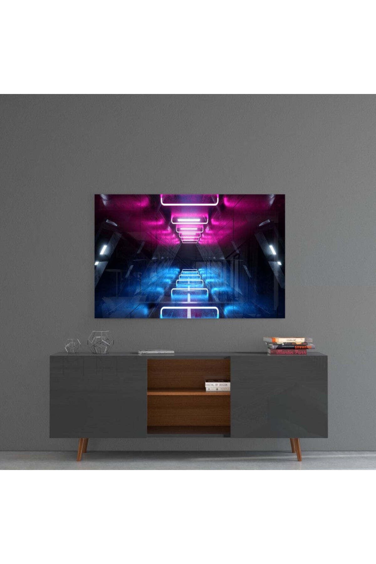 Neon Işıklar Cam Tablo