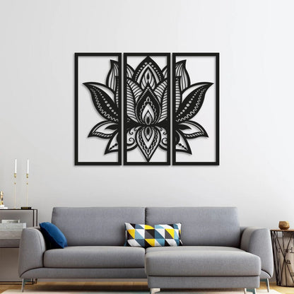Üç Parça Lotus Metal Tablo