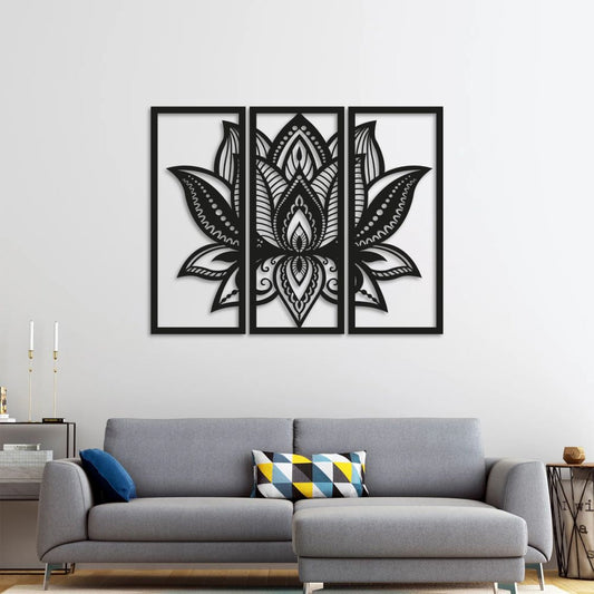 Üç Parça Lotus Metal Tablo