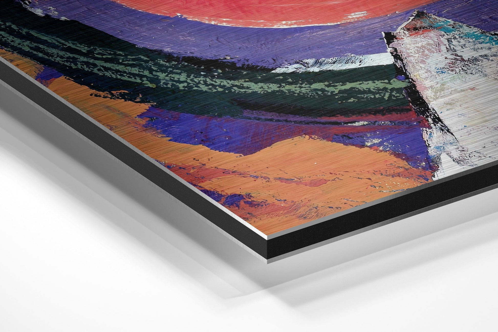 Kandinsky Tarzı Fırçalı Metalik Alu-Dibond
