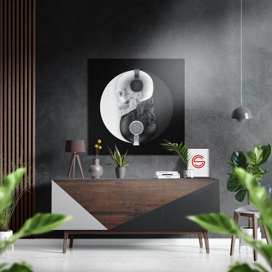 Ying Yang Kafatasları Fırçalı Metalik Alu-Dibond