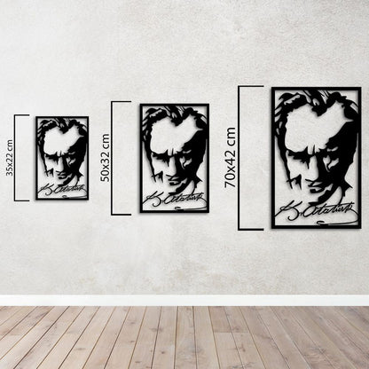 Atatürk İmza ve Portre Metal Tablo