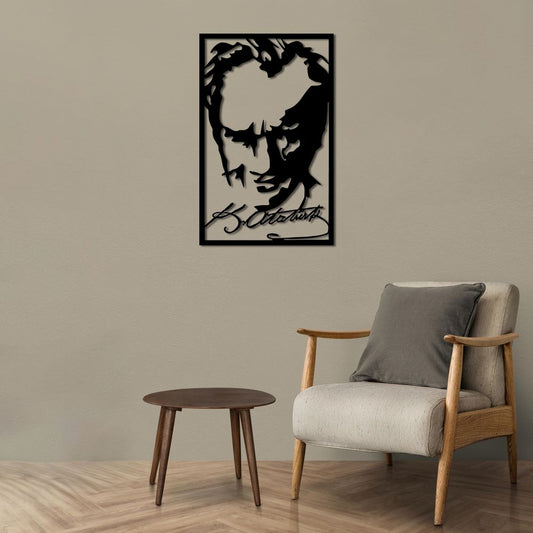 Atatürk İmza ve Portre Metal Tablo