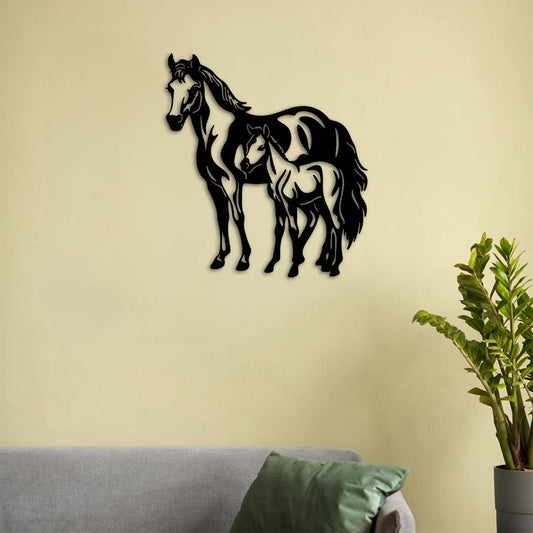 Mother and Foal Horse Metal Painting