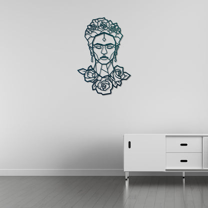 Queen of Flowers Frida Kahlo Metal Painting