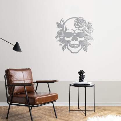 Floral Skull Metal Wall Art