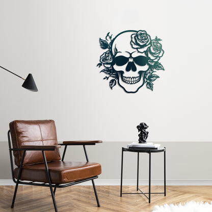 Floral Skull Metal Wall Art