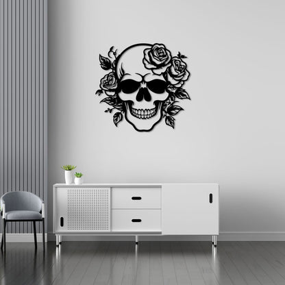 Floral Skull Metal Wall Art