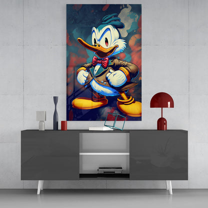 Donald Duck'In Öfkesi Cam Tablo  || Tasarımcı Koleksiyonu