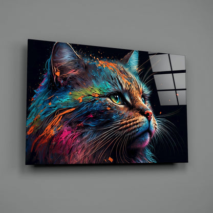 Colorful Cat Glass Wall Art  || Designers Collection