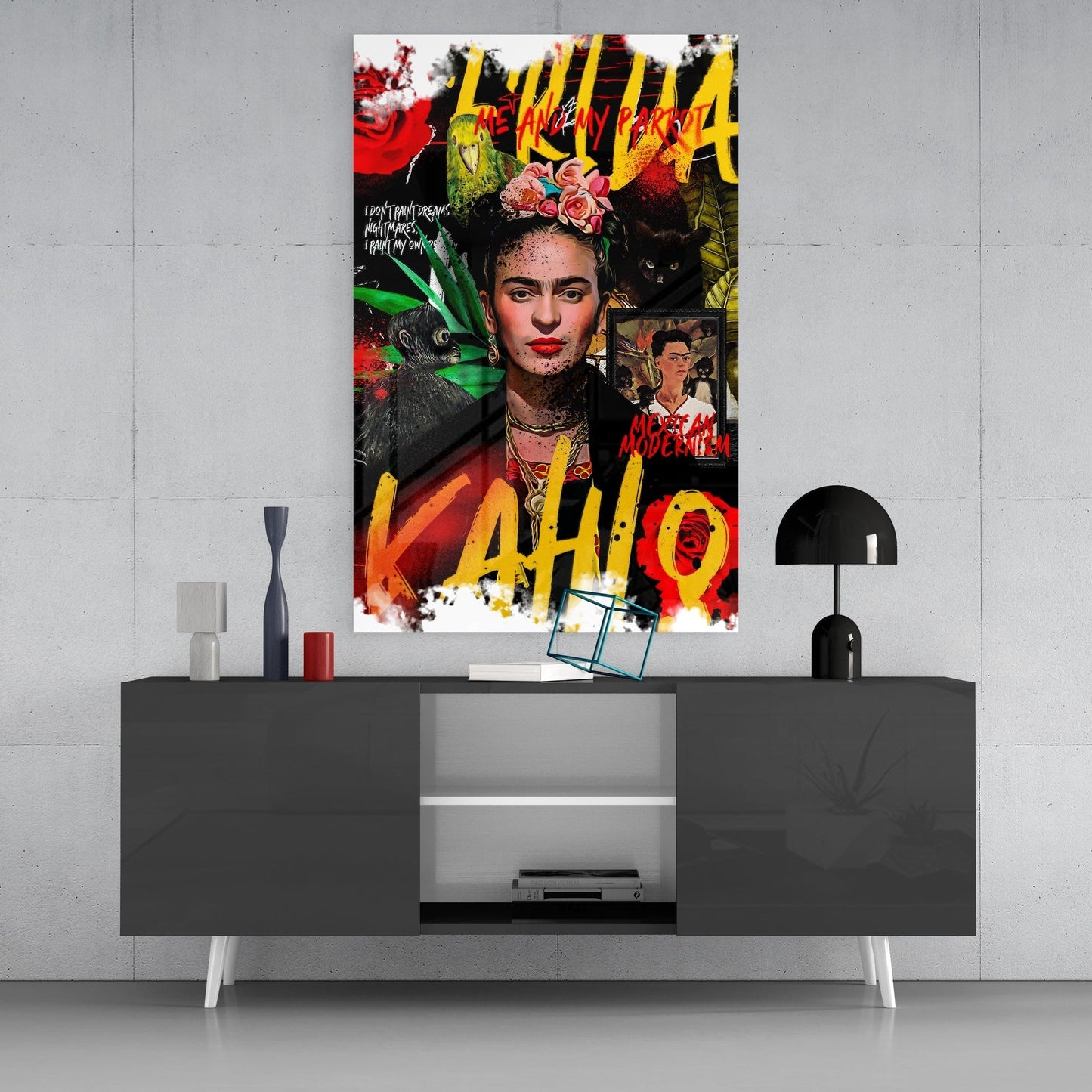 Frida Kahlo Glass Wall Art || Designers Collection