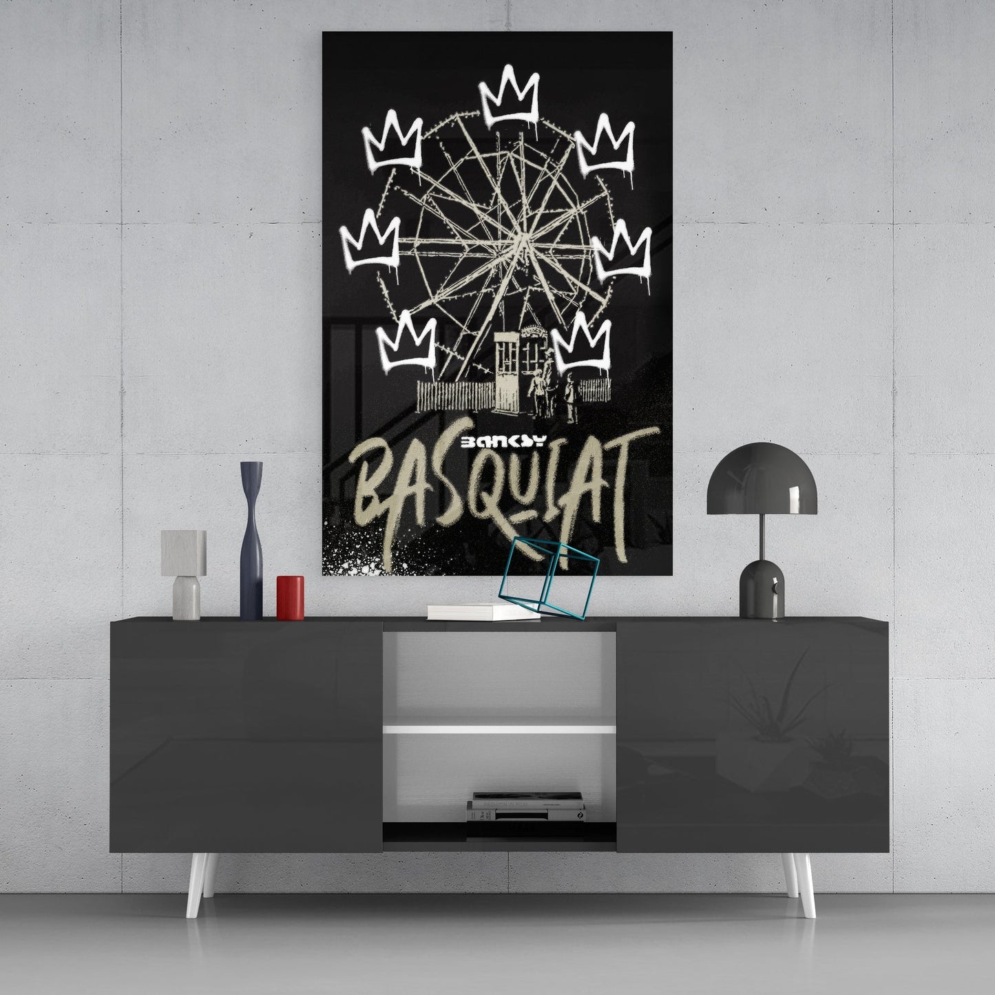 Banksy Basquiat Glass Wall Art || Designers Collection