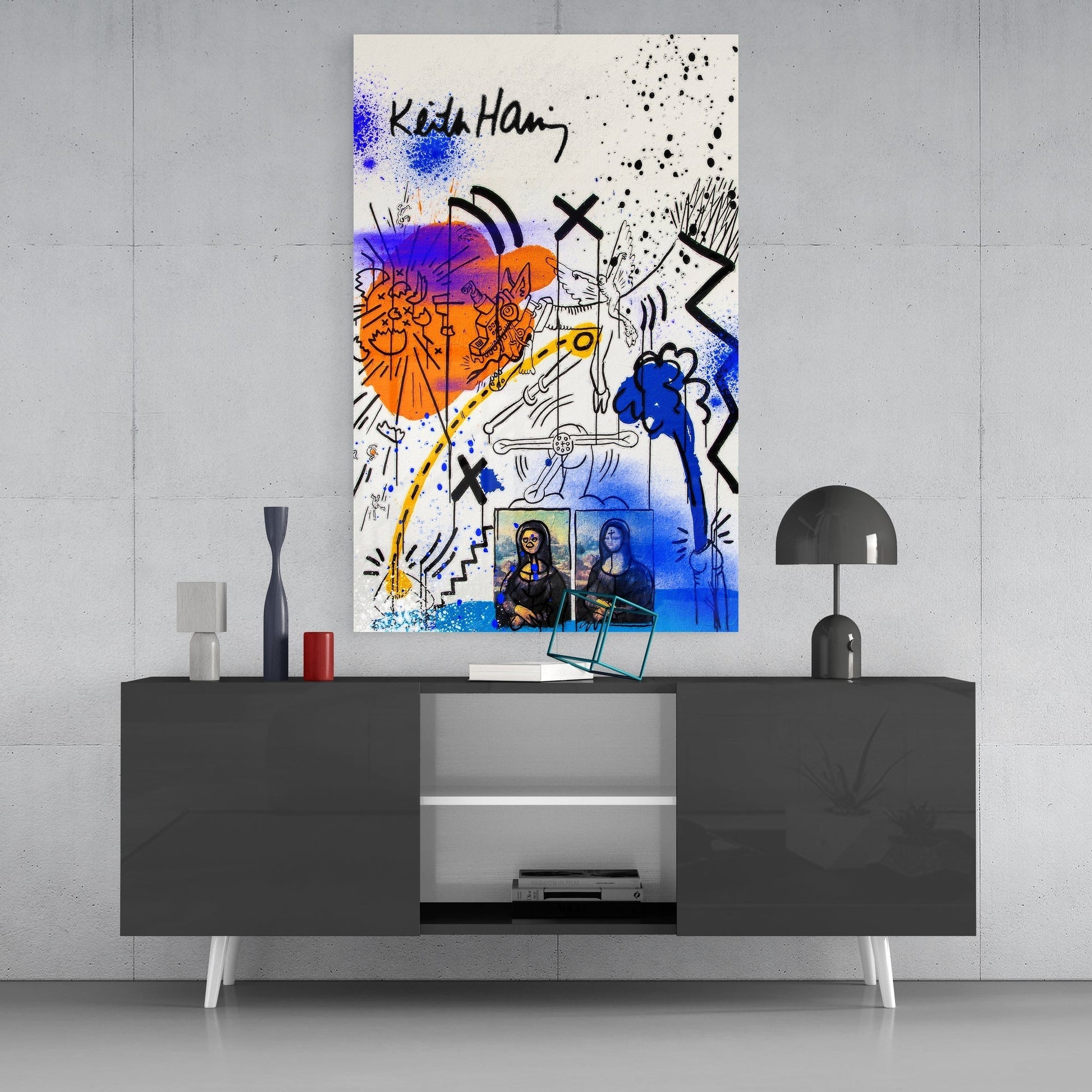 Style of Keith Haring Glass Wall Art || Designers Collection